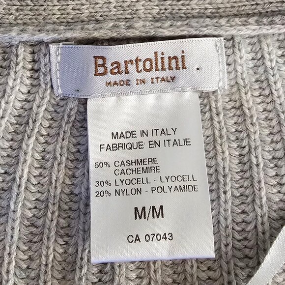 Bartolini Womens Button Front Cashmere Blend V-Neck, Knit Cardigan, Grey, Size M - Picture 4 of 6